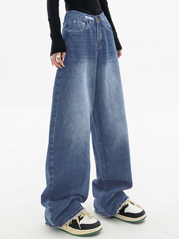 EMMIOL Dunkel verwaschene Vintage Baggy Boyfriendjeans