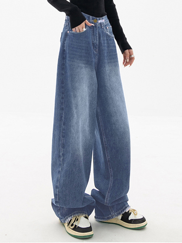 EMMIOL Dunkel verwaschene Vintage Baggy Boyfriendjeans