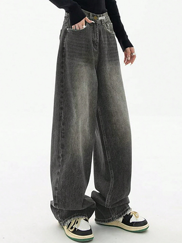 EMMIOL Jeans boyfriend larghi vintage lavaggio scuro