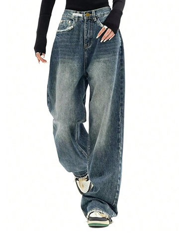 Dark Wash Vintage Baggy Boyfriend Jeans