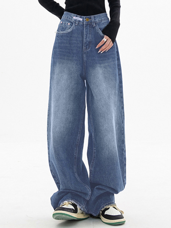 EMMIOL Dunkel verwaschene Vintage Baggy Boyfriendjeans