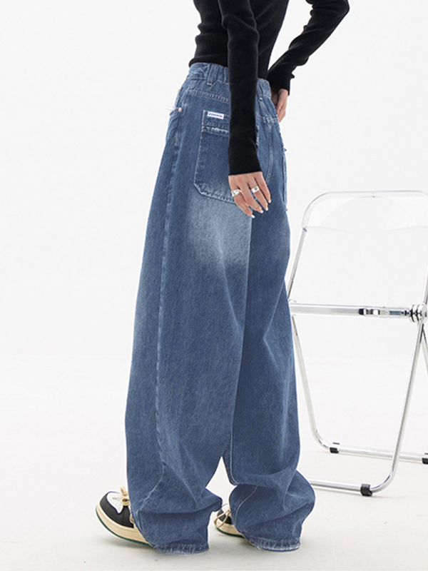 EMMIOL Dunkel verwaschene Vintage Baggy Boyfriendjeans