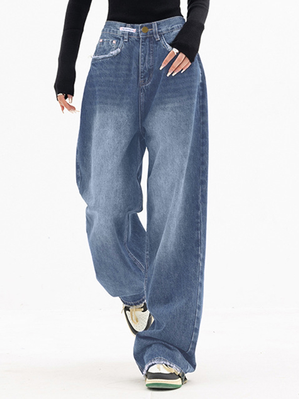 EMMIOL Dunkel verwaschene Vintage Baggy Boyfriendjeans