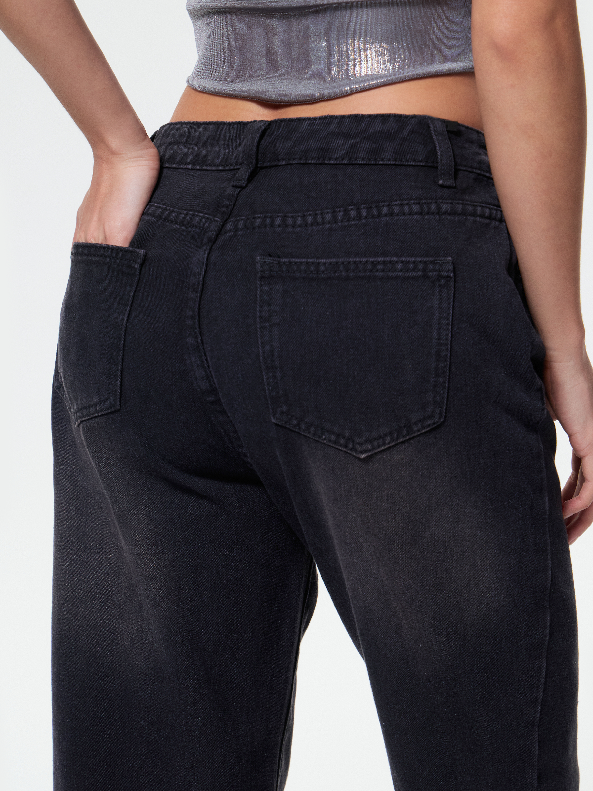 EMMIOL Pocket Design Blue Wash Boyfriend Jeans