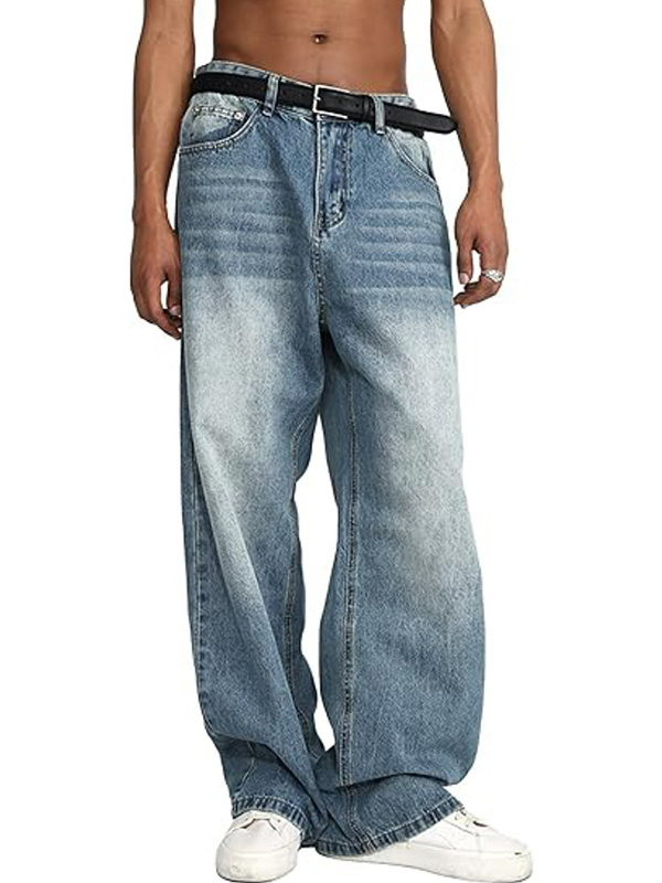 EMMIOL Jeans Sueltos De Piernas Anchas Rectas Azules