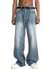 EMMIOL Blue Straight Wide Legs Loose Jeans