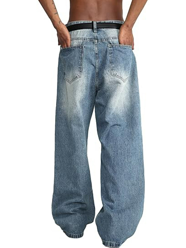 EMMIOL Jeans Sueltos De Piernas Anchas Rectas Azules