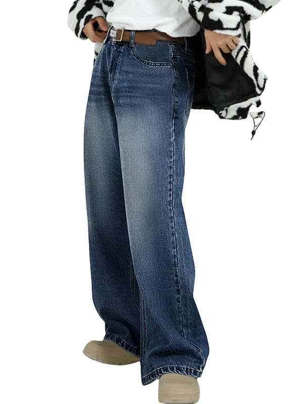 EMMIOL Versatile Blue Straight Leg Loose Jeans