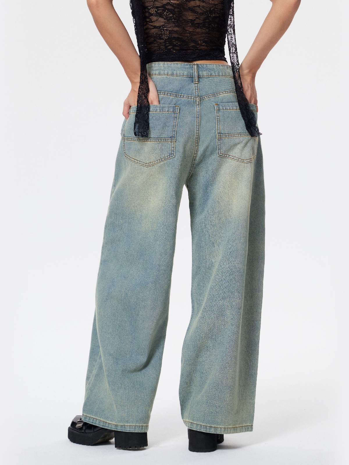 EMMIOL American Retro Distressed Washed Boyfriend Jeans