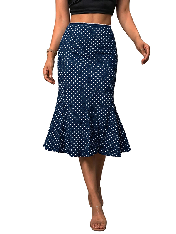 EMMIOL Gonne lunghe con volant a pois