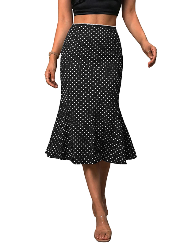 EMMIOL Maxiröcke mit gepunkteten Rüschen
