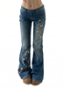 EMMIOL Floral Embroidery Slim Fit Flare Jeans