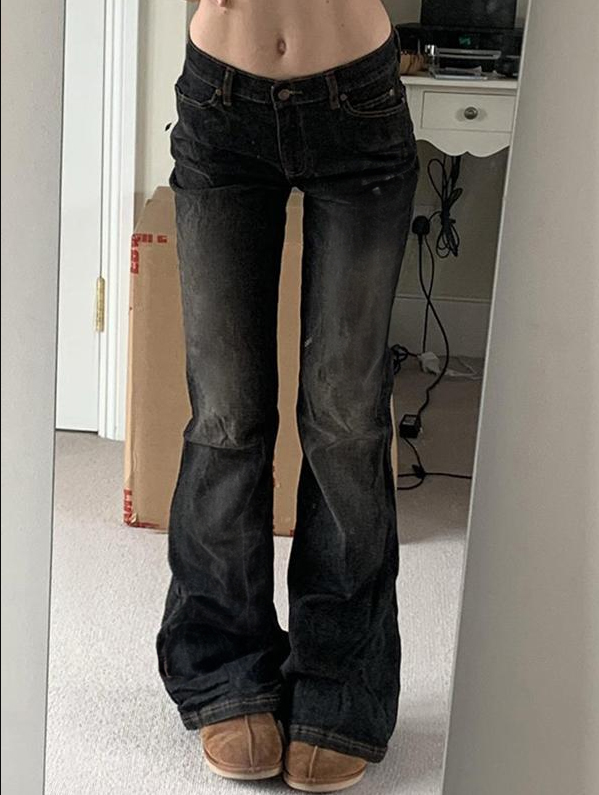 EMMIOL Floral Embroidery Slim Fit Flare Jeans