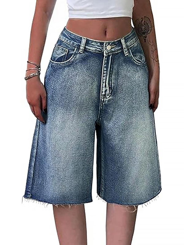 EMMIOL Y2K Vintage Slant Pocket Denim Shorts