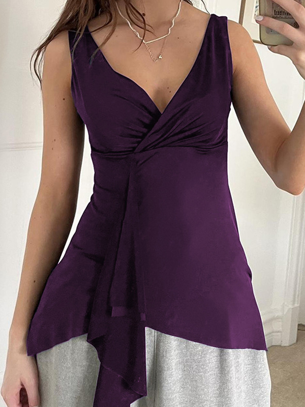 EMMIOL Busty Rüschen-Tanktop mit V-Ausschnitt