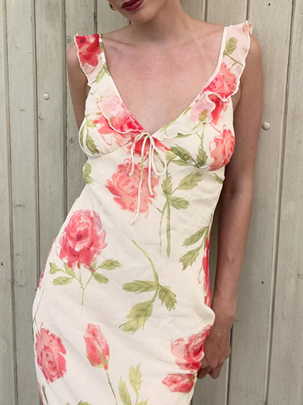 EMMIOL Abito lungo con stampa floreale in stile resort