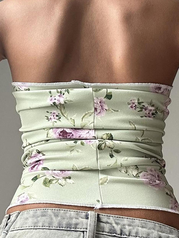 EMMIOL Bandeau-Top mit kleinem, frischem Blumendruck