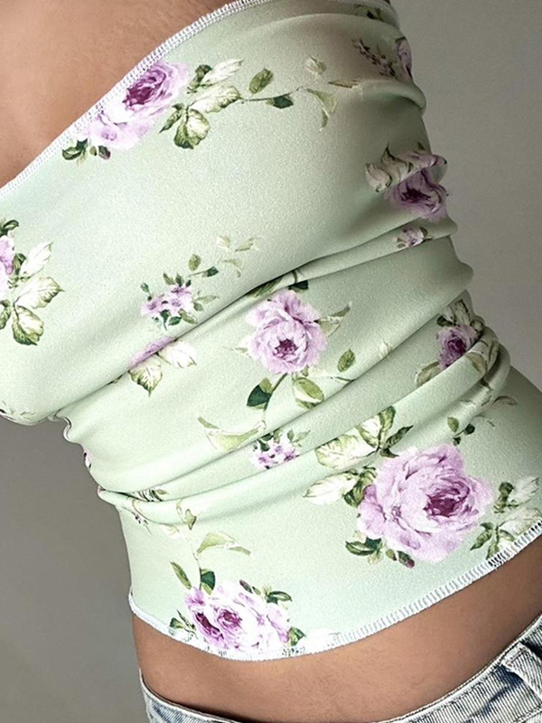 EMMIOL Bandeau-Top mit kleinem, frischem Blumendruck