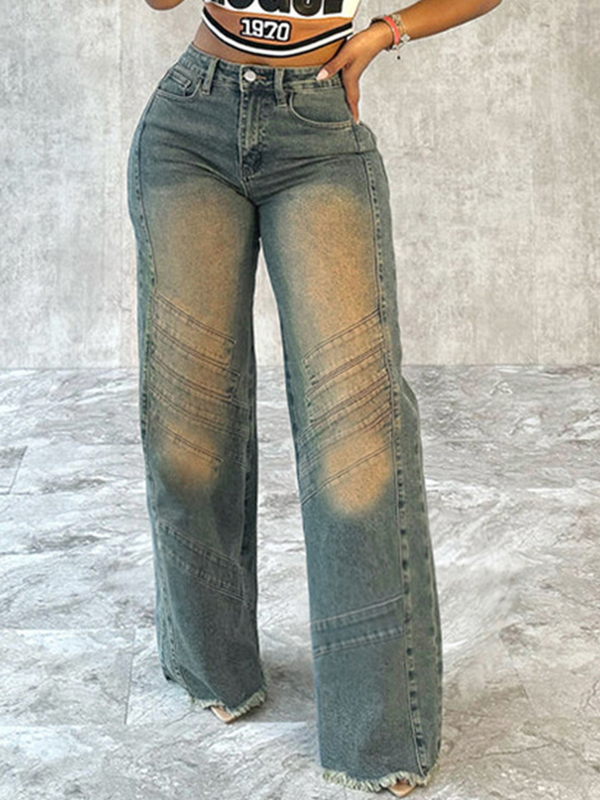 EMMIOL Distressed vintage blue wash Boyfriend Jeans