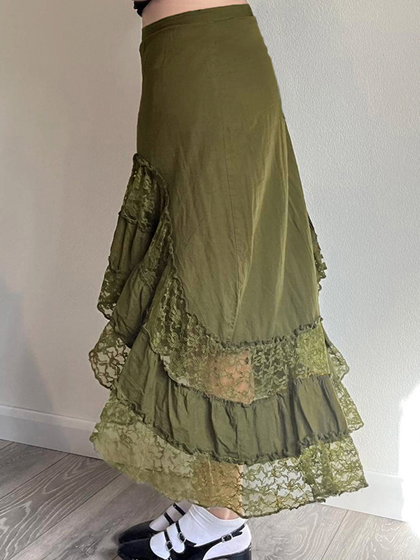 EMMIOL Maxirock mit Vintage-Spitzenbesatz
