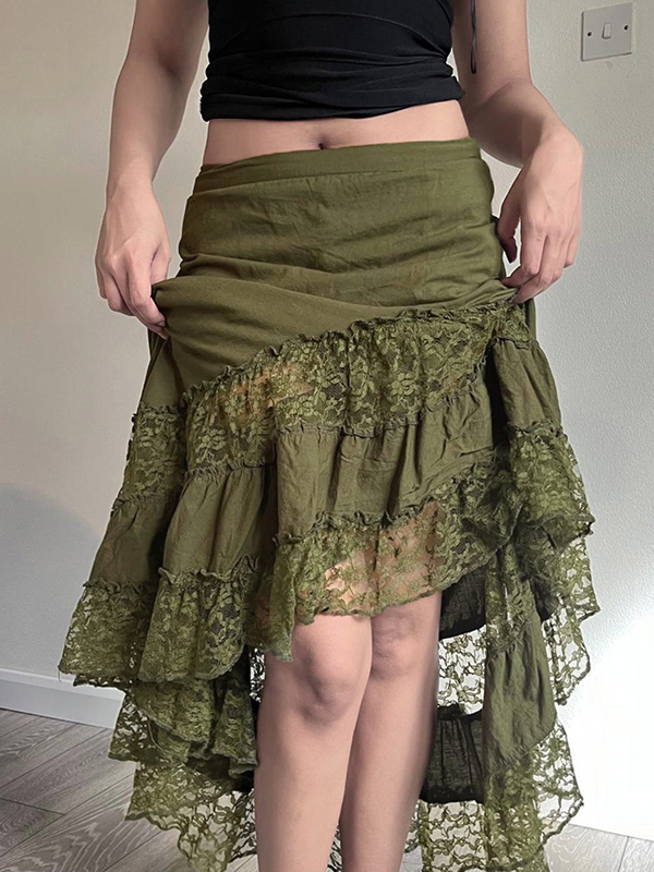 EMMIOL Maxirock mit Vintage-Spitzenbesatz