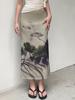 EMMIOL Maxirock im Retro-Stil mit Tintendruck im chinesischen Stil
