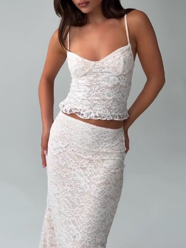 EMMIOL V-Neck Lace Camisole Two Piece