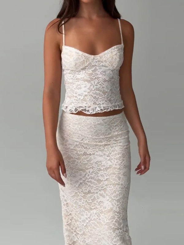 EMMIOL V-Neck Lace Camisole Two Piece
