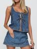 EMMIOL Due pezzi in denim con lacci e senza maniche