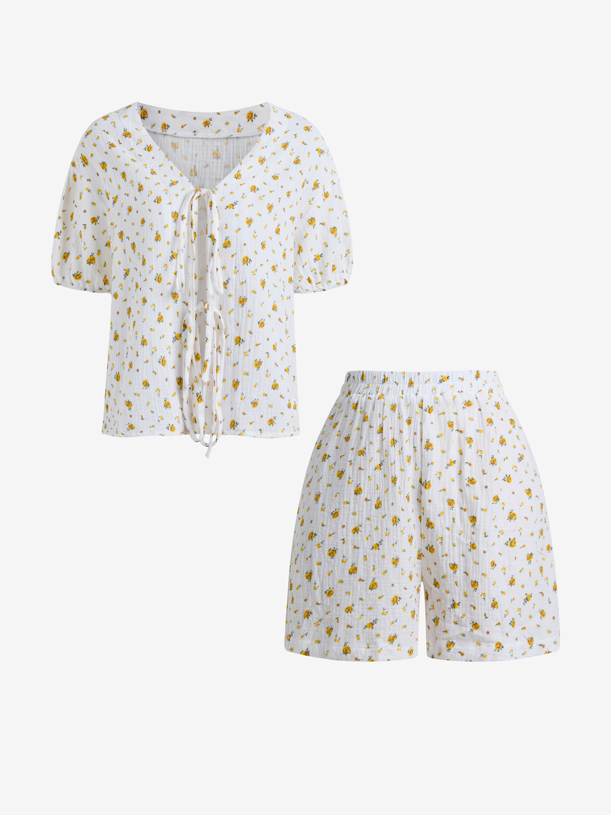 EMMIOL Tied Bubble Sleeves Two Piece