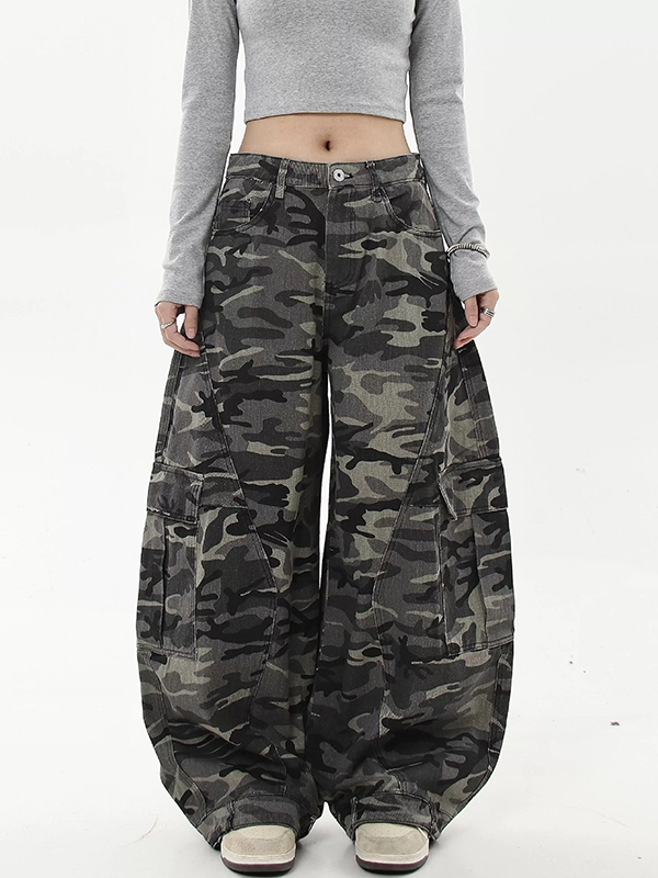 EMMIOL Jeans boyfriend mimetici multitasche vintage