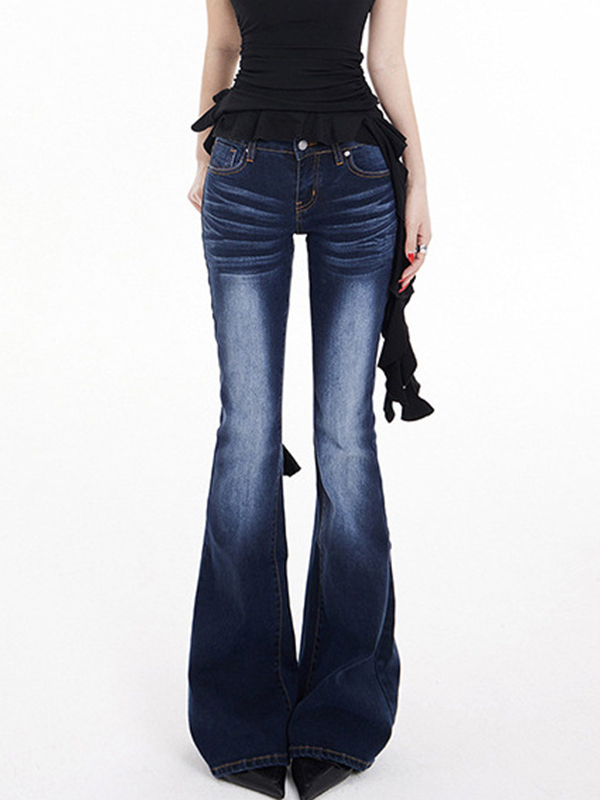 EMMIOL Vintage Washed Slim Fit Flare Jeans