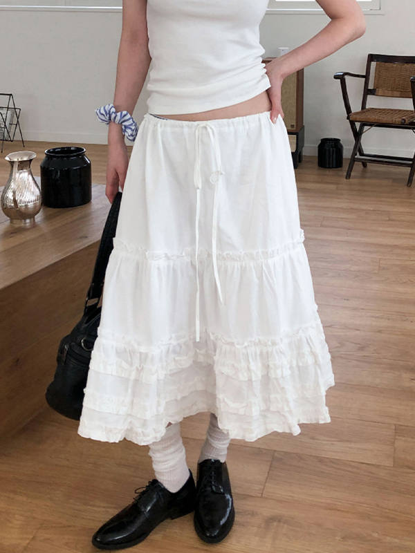 EMMIOL Gonna lunga con orecchino in legno stile street fashion