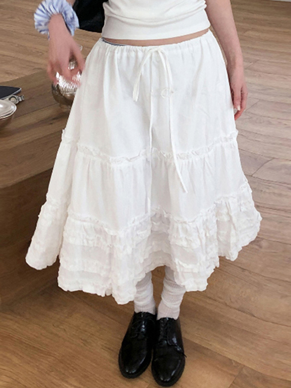 EMMIOL Gonna lunga con orecchino in legno stile street fashion