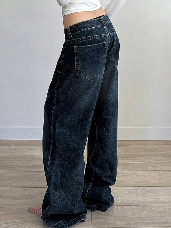 EMMIOL Schmale, verwaschene, lockere Boyfriendjeans