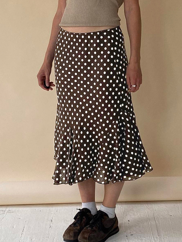 EMMIOL Falda larga con estampado de lunares