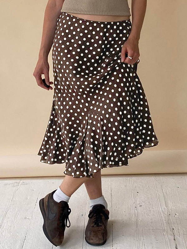 EMMIOL Falda larga con estampado de lunares