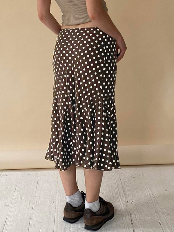 EMMIOL Falda larga con estampado de lunares