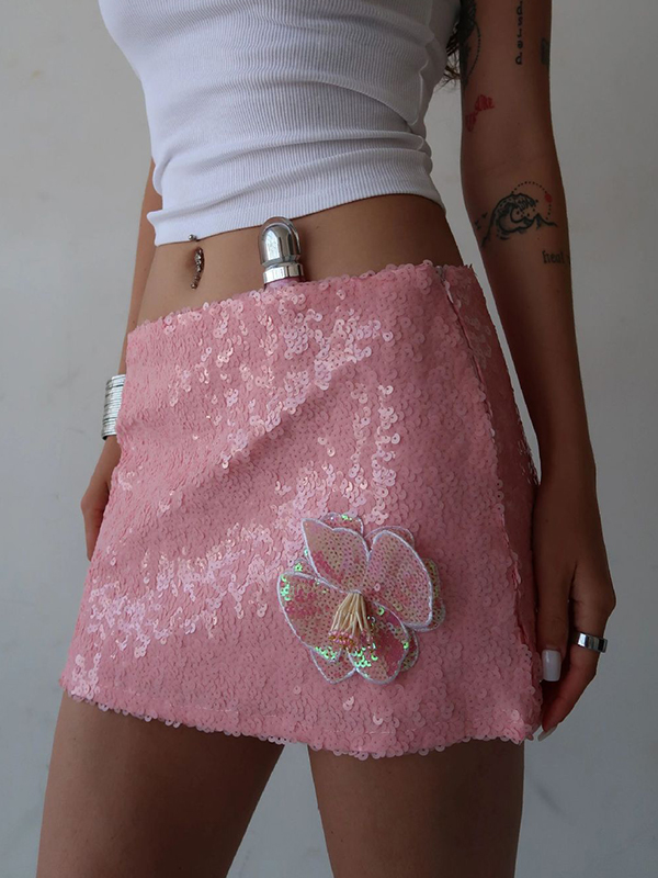 EMMIOL Minigonna con fiocco di paillettes