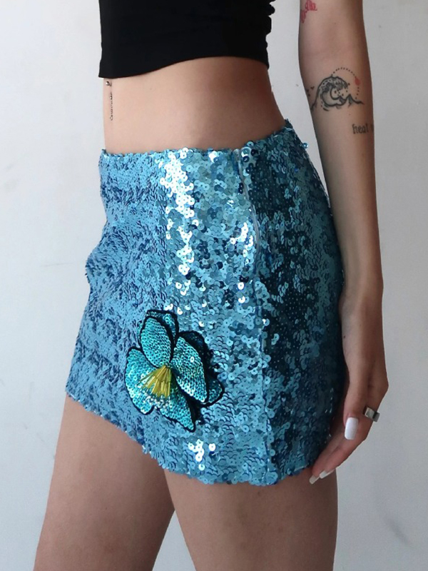 EMMIOL Minigonna con fiocco di paillettes