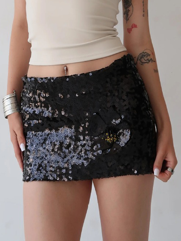 EMMIOL Minigonna con fiocco di paillettes