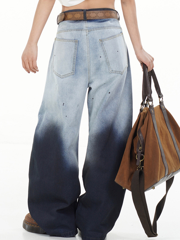 EMMIOL Distressed-Boyfriendjeans im amerikanischen Stil mit Farbverlauf