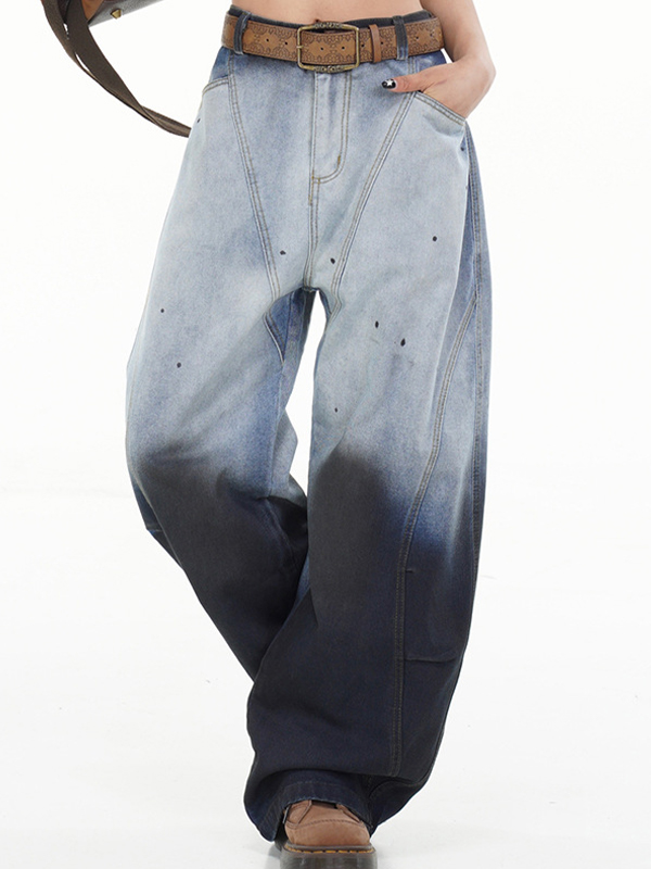 EMMIOL Distressed-Boyfriendjeans im amerikanischen Stil mit Farbverlauf