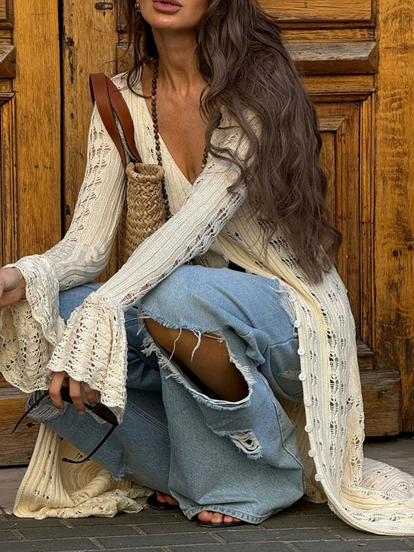 EMMIOL Cardigan dal design extra lungo