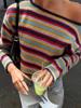 EMMIOL Colourful Striped Off-The-Shoulder Top Long Sleeve