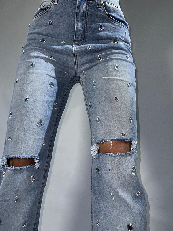 EMMIOL Kettenanhänger Dekoration Zerrissene Jeans