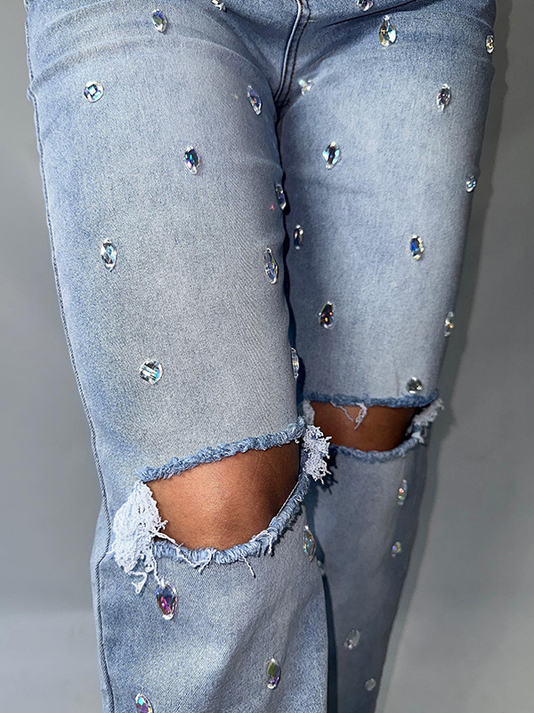 EMMIOL Kettenanhänger Dekoration Zerrissene Jeans