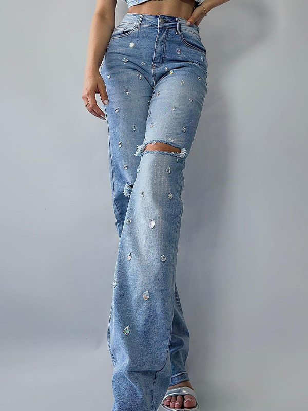 EMMIOL Kettenanhänger Dekoration Zerrissene Jeans
