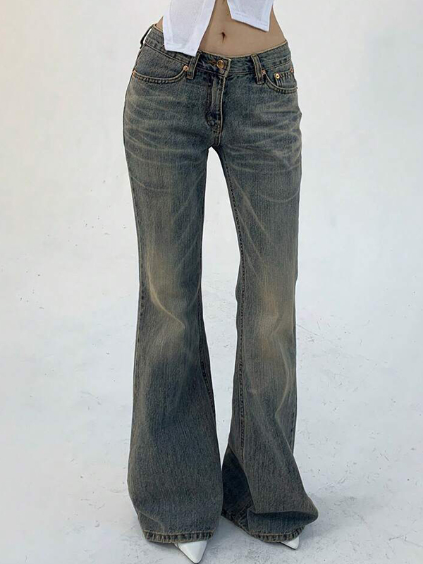EMMIOL Jeans a zampa effetto vintage lavato