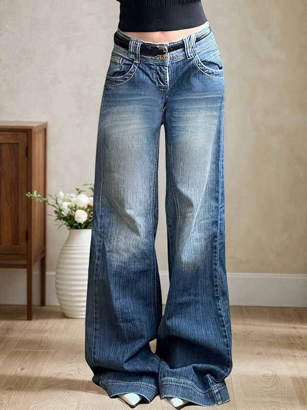 EMMIOL Einfache Boyfriendjeans im Used-Look
